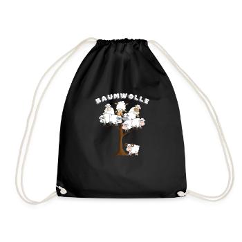 Baumwolle als Schaf,super Geschenk als Schlafshirt - Turnbeutel - Schwarz - Vorne