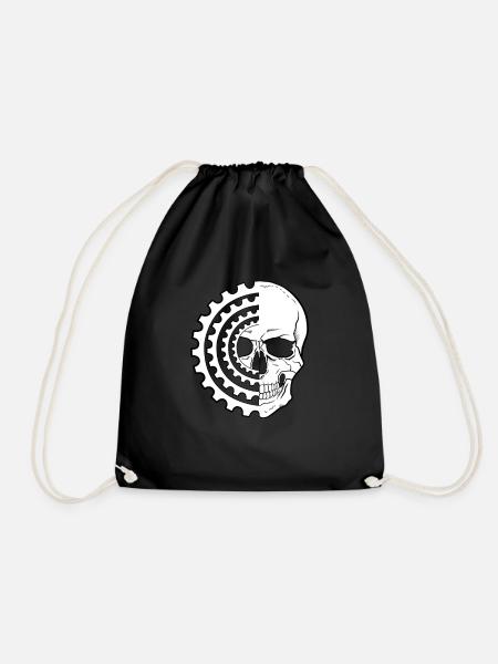 Cool mountain bike skull MTB for - Drawstring Bag - black