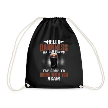 Hello Darkness My Old Friend Come Drink With You - Drawstring Bag - black - Front