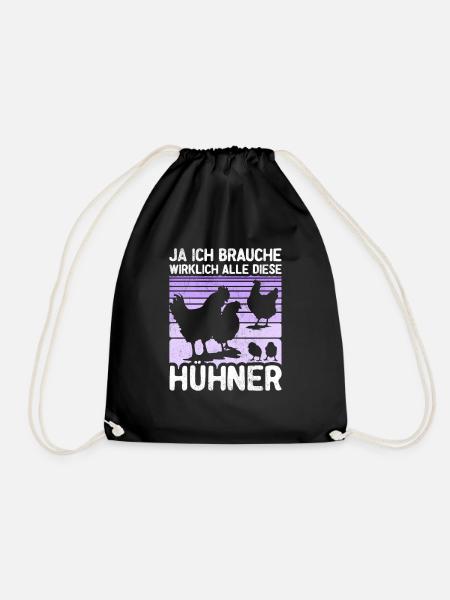 Hühner Huhn Hühnerstall Henne Geflügel Geschenk - Turnbeutel - Schwarz