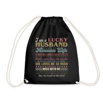 Je suis un mari chanceux, j'ai une chemise de femme géniale - Sac de sport léger - noir - Devant