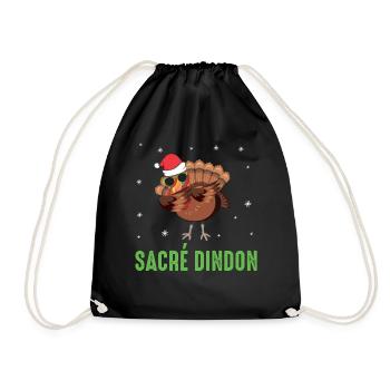 Sacré dindon dinde de noel dab chapeau et lunette - Sac de sport léger - noir - Devant