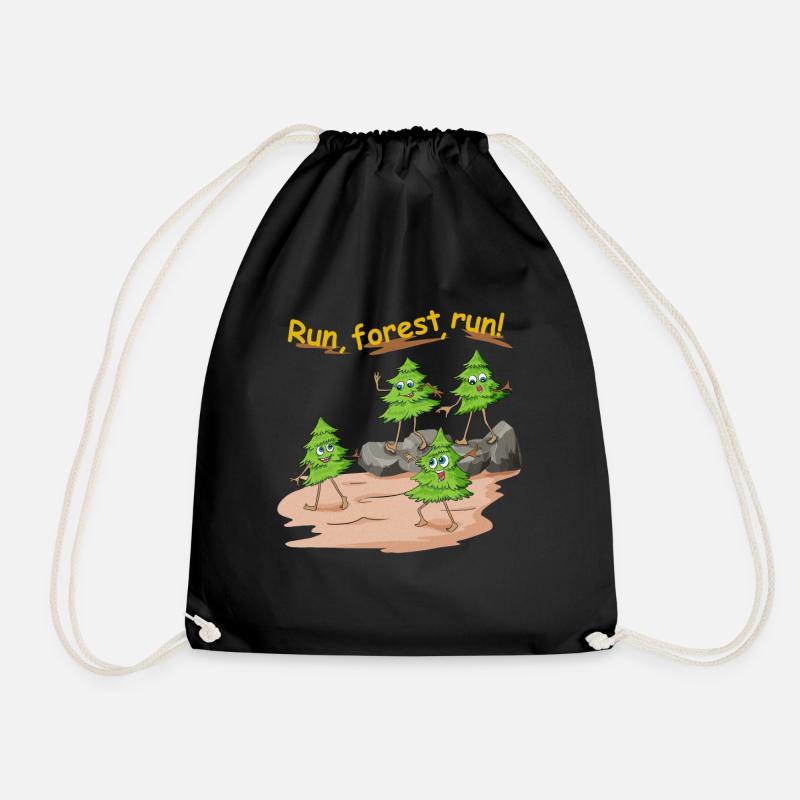Tannenbaum run forest run im Wald als Jogger - Turnbeutel - Schwarz