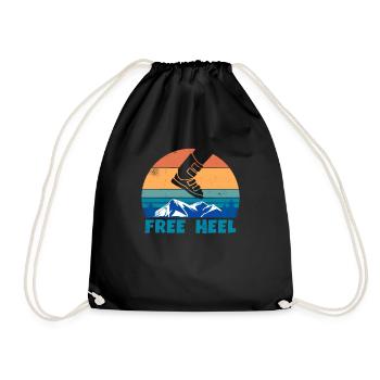 Touring Skis Telemark Ski Touring Free Heel Retro Skis - Drawstring Bag - black - Front