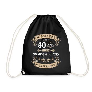 je n'ai pas 40 ans 30 ans + 10 ans d'expérience - Sac de sport léger - noir - Devant