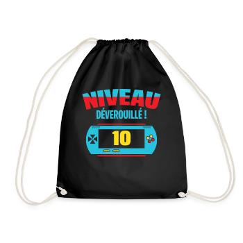 Joyeux anniversaire 10 ans gamer console manette - Sac de sport léger - noir - Devant