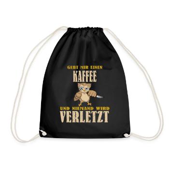 Eule Barista Lebensretter Kaffee Coffee Cappuccino - Turnbeutel - Schwarz - Vorne