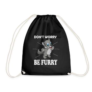 Süßer Wolf Spruch Don't worry be Furry Fox - Turnbeutel - Schwarz - Vorne