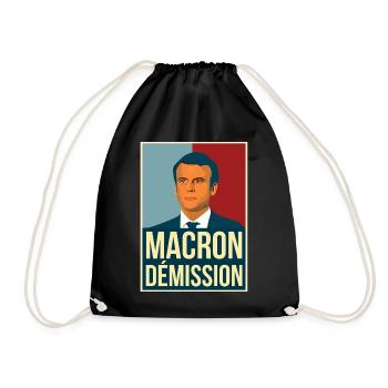 Anti Macron außerhalb Rücktritt Retro Vintage Demos - Turnbeutel - Schwarz - Vorne