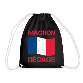 Macron löscht den Aufstand der gelben Weste unter französischer Flagge - Turnbeutel - Schwarz - Vorne