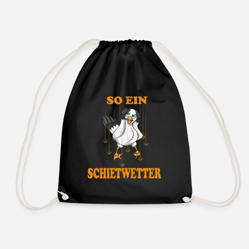 Plattdeutsche Möwe so ein Schietwetter Nordsee - Turnbeutel - Schwarz