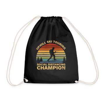 Uphill Ski Touring Telemark Social Distancing - Drawstring Bag - black - Front