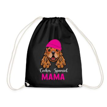 cocker spaniel mama gift idea for owners women fun - Drawstring Bag - black - Front