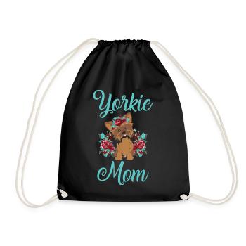 Yorkie Mummy owner Yorkshire Terrier poodle - Drawstring Bag - black - Front