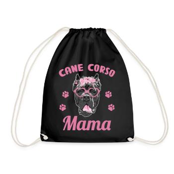 Cane corso mama owner woman glasses flowers - Drawstring Bag - black - Front