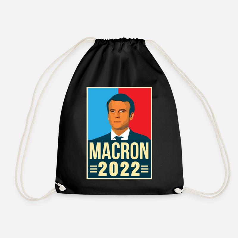 Emmanuel Macron Präsident der Republik 2022 - Turnbeutel - Schwarz