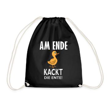 Lustige Ente am Ende kackt die Ente Stuhlgang Fun - Turnbeutel - Schwarz - Vorne