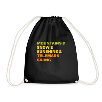 Telemark Ski Mountains Snow - Drawstring Bag - black - Front