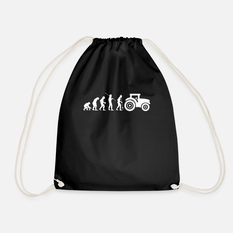 Evolution Traktor Bauer Landwirt Geschenk Shirt - Turnbeutel - Schwarz
