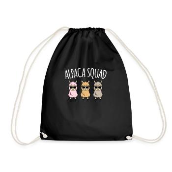 Alpaca Squad Team Alpaka Lama Shirt Geschenk - Turnbeutel - Schwarz - Vorne