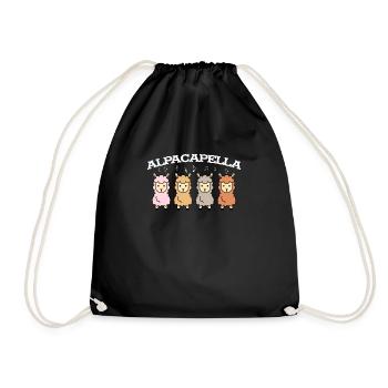 Alpacapella Alpaka Shirt Chor Acapella - Turnbeutel - Schwarz - Vorne
