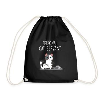 Personal cat servant cat cat lover saying - Drawstring Bag - black - Front