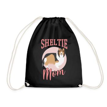 Shetland Sheltie Owner Gift - Drawstring Bag - black - Front