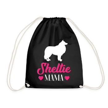 Shetland Sheltie Owner Gift - Drawstring Bag - black - Front
