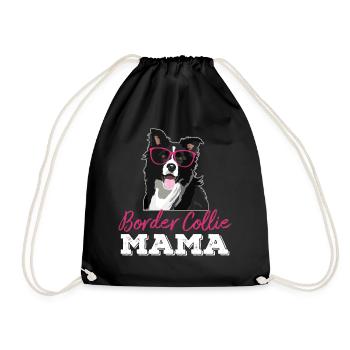 Border Collie Owner Mom Gift Glasses - Drawstring Bag - black - Front