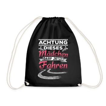 Fahrprüfung bestanden Geschenk Führerschein - Turnbeutel - Schwarz - Vorne