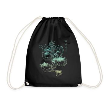 Japanese anime Otaku retro streetwear dragon - Drawstring Bag - black - Front