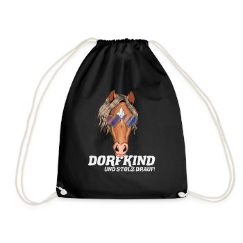 Reiter Spruch Pferde Fan Dorfkind Bauer Bauernhof - Turnbeutel - Schwarz - Vorne