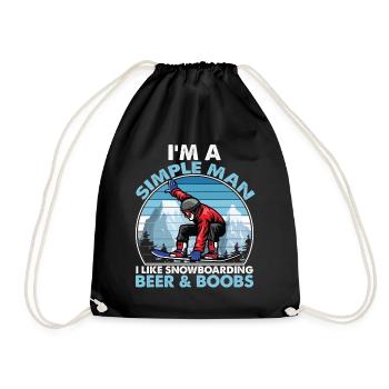 I Like Snowboarding Beer & Boobs - Turnbeutel - Schwarz - Vorne