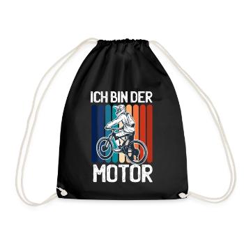 Retro Vintage Ich bin der Motor Fahrrad - Turnbeutel - Schwarz - Vorne