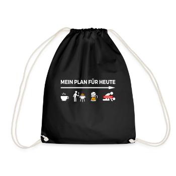 Grillen Grill Geschenk Barbecue BBQ - Turnbeutel - Schwarz - Vorne