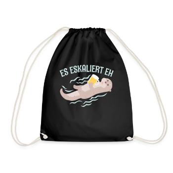 Otter Geschenk mit Süße Otter - Turnbeutel - Schwarz - Vorne