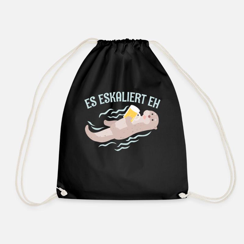 Otter Geschenk mit Süße Otter - Turnbeutel - Schwarz