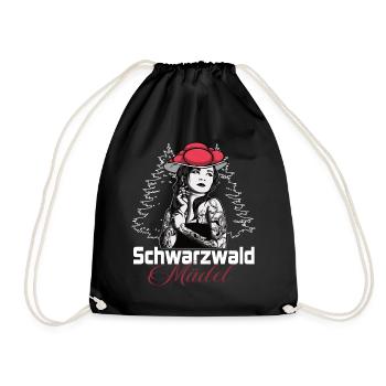 Modern Black Forest girl with Bollenhut - Drawstring Bag - black - Front