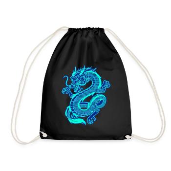 Elektrischer, blauer orientalischer Drache - Turnbeutel - Schwarz - Vorne