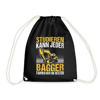 Baggerfahrer Baggerführer Bagger Geschenk - Turnbeutel - Schwarz - Vorne