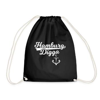 Hamburg Moin Digga Anker Norddeutsch Hamburger - Turnbeutel - Schwarz - Vorne