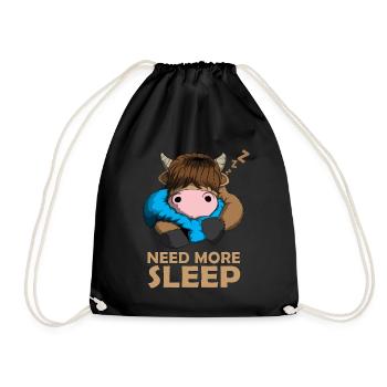 Need more Sleep Scottish Highland Cattle Cow - Drawstring Bag - black - Front