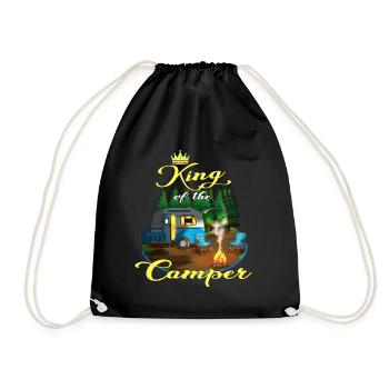 Wohnwagen King of the Camper Wohnmobil Camping Fan - Turnbeutel - Schwarz - Vorne