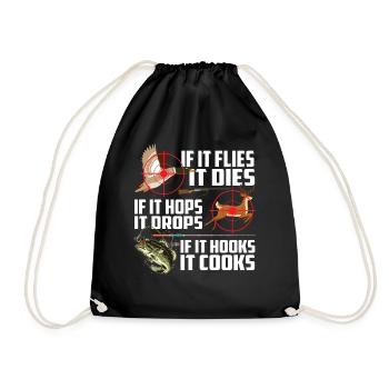 It Flies It Dies It Hops It Drops It Hooks It Cook - Turnbeutel - Schwarz - Vorne