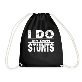 I Do My Own Stunts Funny Accident Stuntmen Gift - Drawstring Bag - black - Front