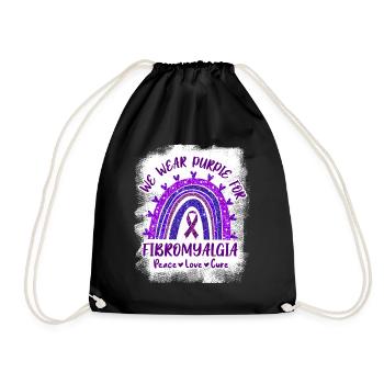 We Wear Purple For Fibromyalgia - Turnbeutel - Schwarz - Vorne