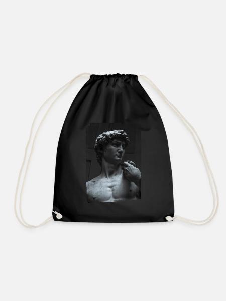 David by Michelangelo art sculpture - Drawstring Bag - black