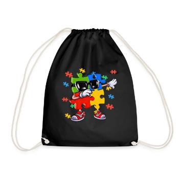 Dabbing Puzzle Piece - Drawstring Bag - black - Front