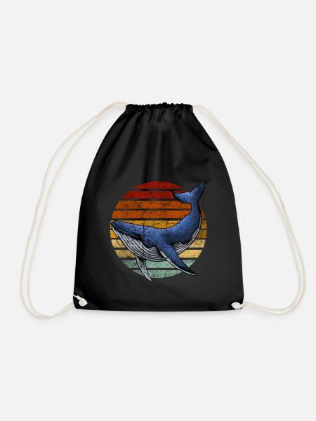 Retro vintage whale - Turnbeutel - Schwarz