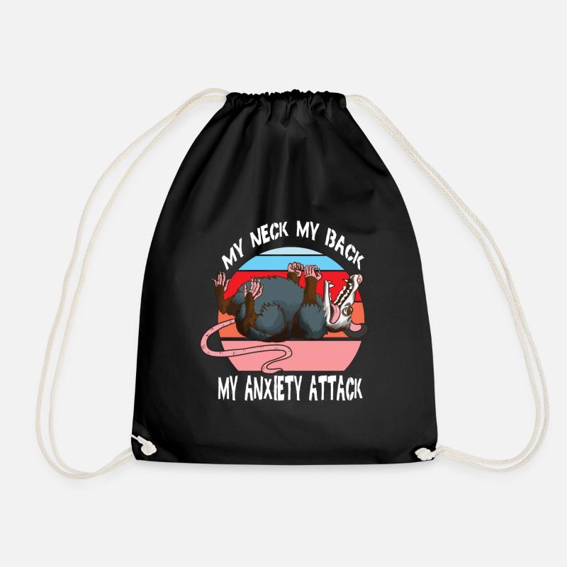 Oppossum My Neck My Back My Anxiety Attack Retro - Turnbeutel - Schwarz